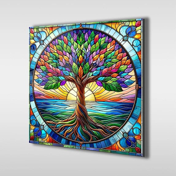 Colorful Tree of Life Glass Wall Art – Tree of Life Wall Arts