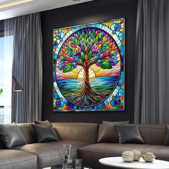 Colorful Tree of Life Glass Wall Art – Tree of Life Wall Arts