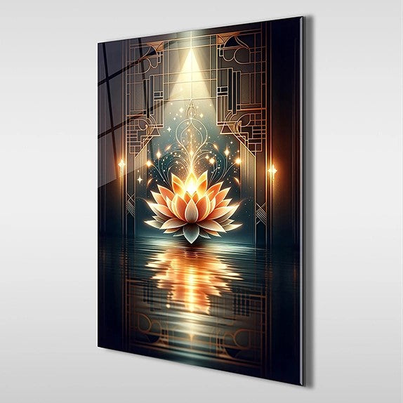 Lotus Flower Spiritual Glass Wall Art - Spiritual Wall Arts