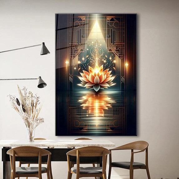 Lotus Flower Spiritual Glass Wall Art - Spiritual Wall Arts