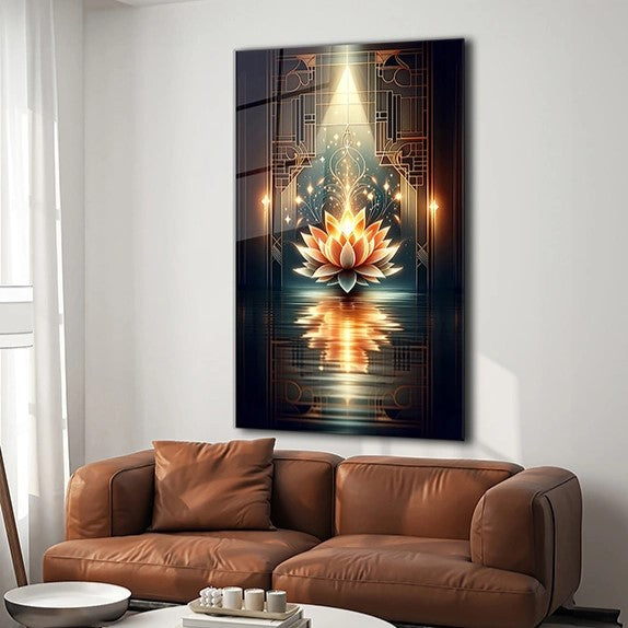 Lotus Flower Spiritual Glass Wall Art - Spiritual Wall Arts