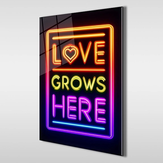 Love Grows Here Glass Wall Art - Motivational Wall Arts
