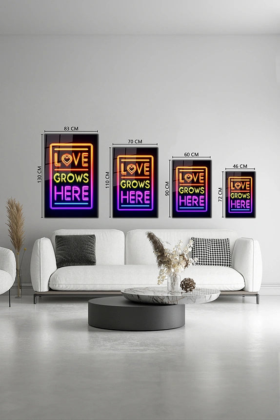 Love Grows Here Glass Wall Art - Motivational Wall Arts
